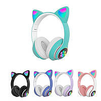 Навушники з котячими вушками безпровідні CAT STN-28 Bluetooth гарнітура з мікрофоном (Бірюзовий)