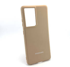 Чохол для Samsung Galaxy S21 Ultra, G998 накладка на бампер Silicone Case Full силіконовий бежевий