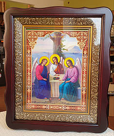 Аналойна ікона Двонадесяті свята у фігурному темному кіоті, розмір 40*33, сюжет 21*28, 28 сюжетів.