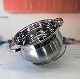 Кастрюля 8.2 л з нержавіючою сталі Edenberg EB-3728 Кастрюля для індукційної плити з товстим дном, фото 2