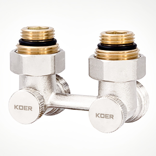 Вузол KOER KR.1132 нижнього підключення радіатора кутовий 3/4" (комплект)