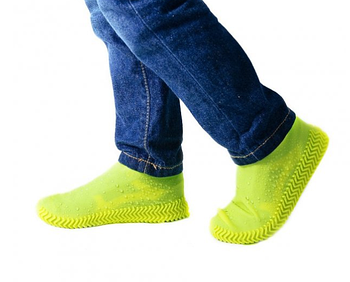 Силіконові чохли-бахіли для взуття від дощу та бруду, жовті Розмір М (KG-2598)