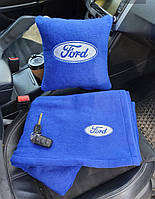 Автомобільний плед і подушка з вишивкою логотипа "FORD