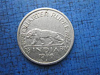 Монета 1/4 рупии Индия Британская 1946 фауна тигр