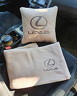 Автомобільний плед і подушка з вишивкою логотипа "Lexus" колір на вибір