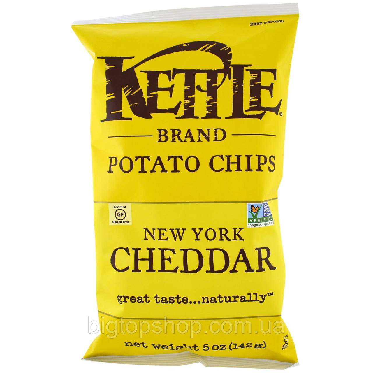 ОРИГІНАЛ!Kettle Foods,Картопляні чіпси,зі смаком нью-йоркський чеддер 142 грам виробництва США