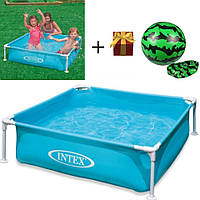 Детский каркасный бассейн INTEX для детей 340л 122х122х30 см, наливной для сада дачи и дома 57173