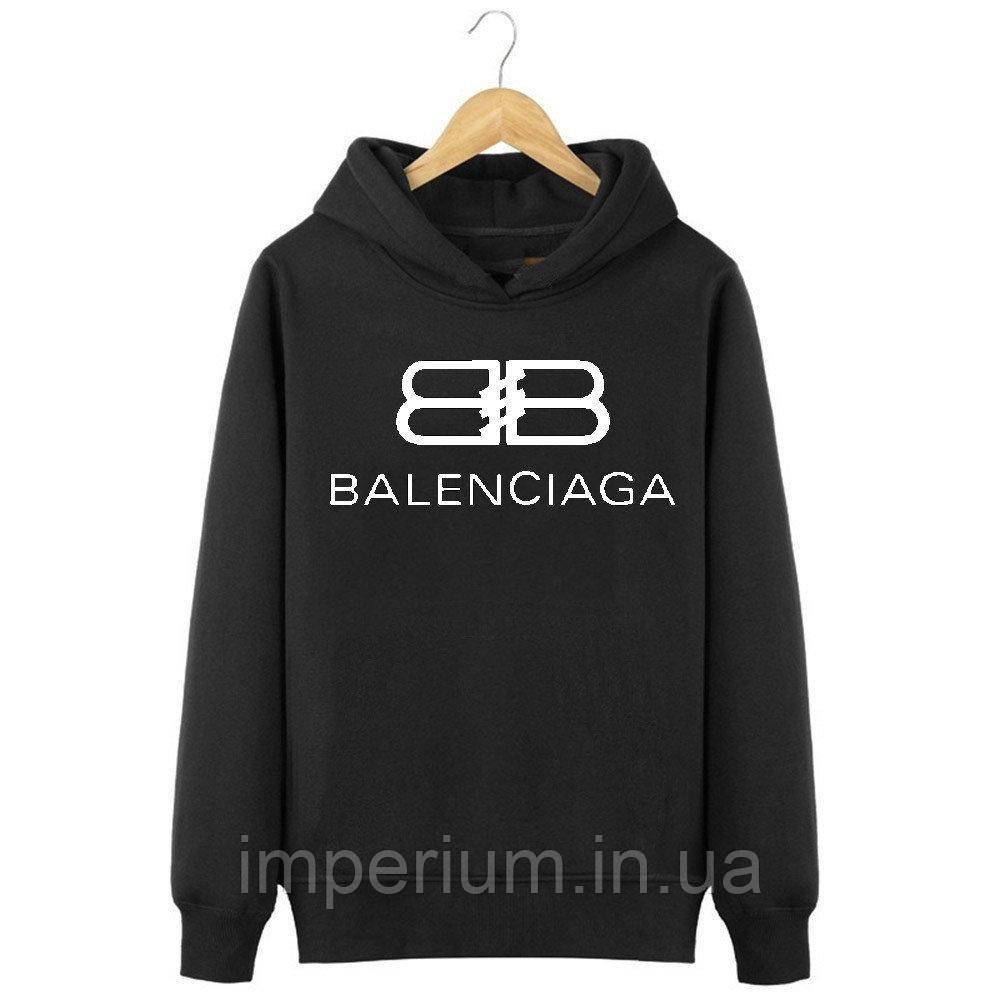 Кежуал худі | чорна толстовка з білим логотипом Balenciaga
