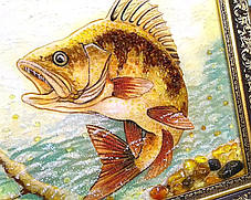 Оригінальна картина з бурштину "Риба" в подарунок, фото 3