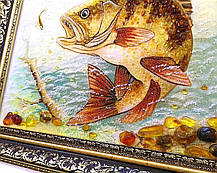 Оригінальна картина з бурштину "Риба" в подарунок, фото 2