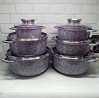 Набір казанів каструль із гранітним антипригарним покриттям 6 шт Edenberg EB-8144 Набір кухонного посуду 12 перед