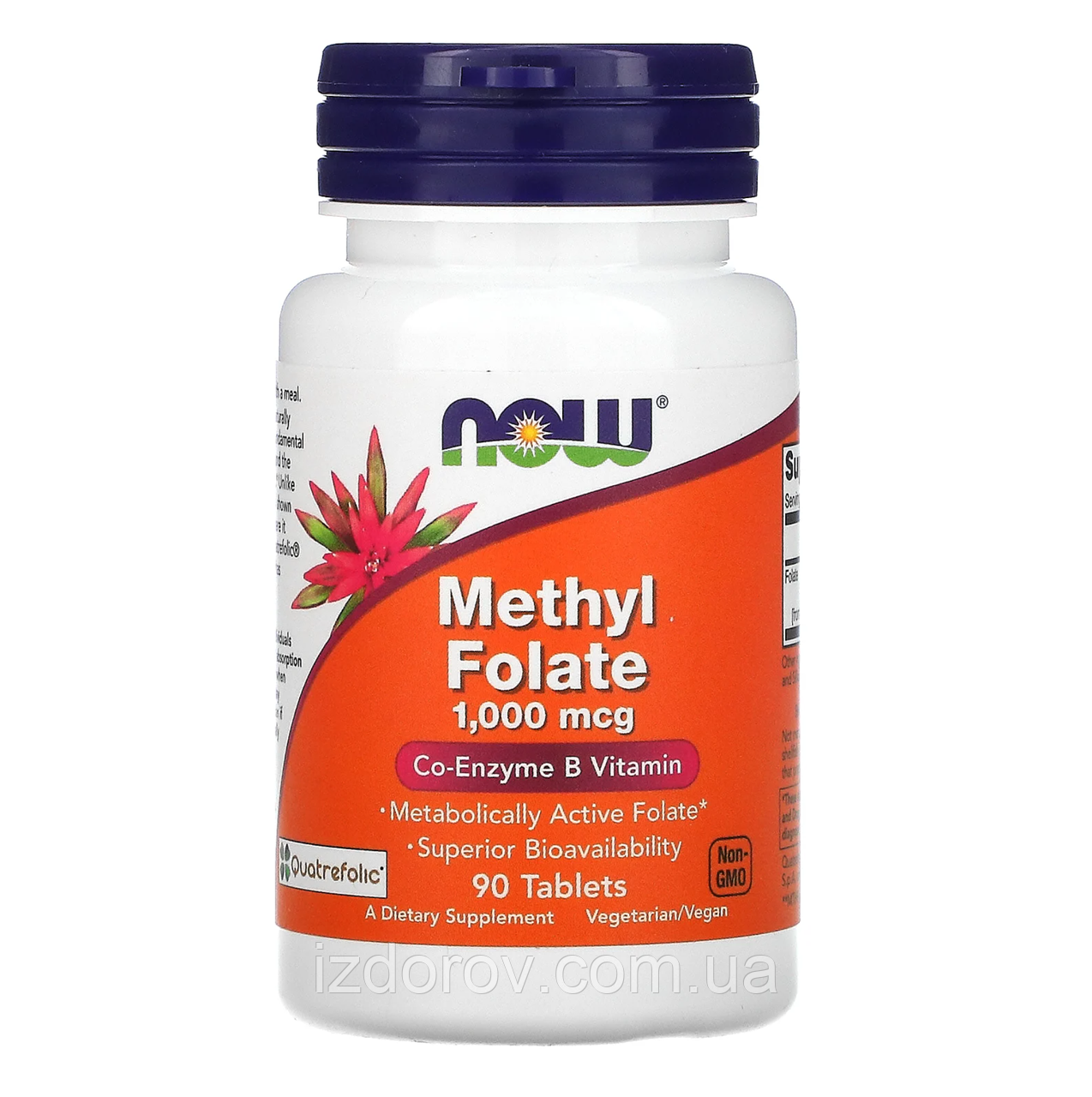 Метилфолат 1000 мкг Now Foods Methyl Folate біодоступна форма фолієвої кислоти 90 таблеток
