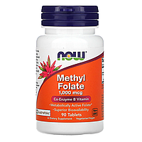 Метилфолат 1000 мкг Now Foods Methyl Folate биодоступная форма фолиевой кислоты 90 таблеток