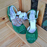 Замшеві босоніжки на широкому підборі, фото 3