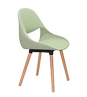 Модный пластиковый фисташковый стул пластиковый в современном стиле на буковых ножках Gail