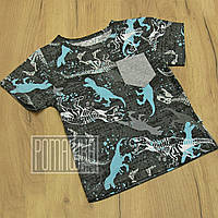 Дитяча 104 2-3 роки (98) літна футболка для хлопчика дітей бавовна трикотаж Динозаври 9011 Сірий