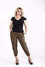 Хакі брюки з льону літні жіночі прогулянкові великого розміру 42-74. B095-3, фото 3