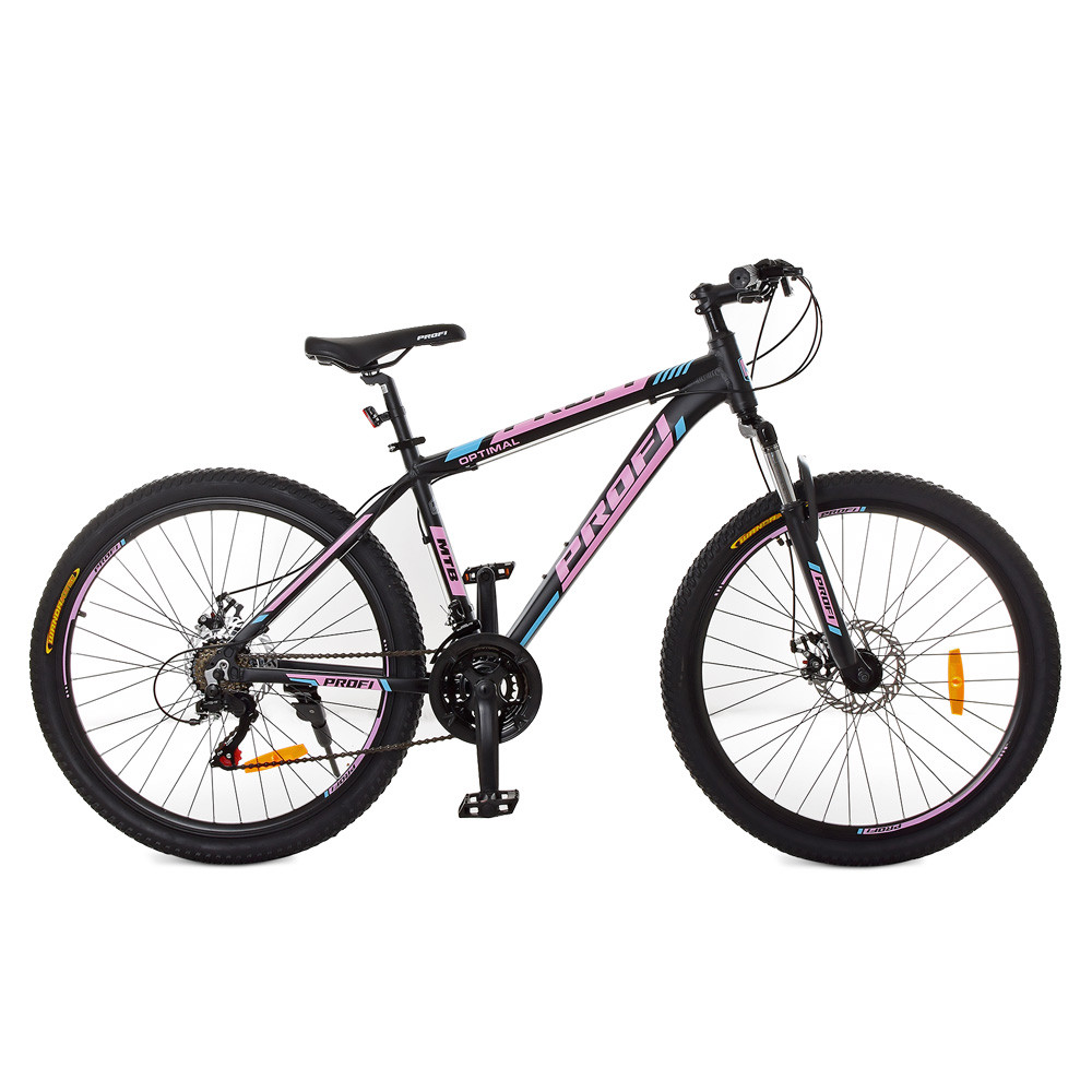 Велосипед спортивный алюминиевый PROFI 26 дюймов G26OPTIMAL A26.2 SHIMANO черный (матовый)-розовый** - фото 1 - id-p1424625487
