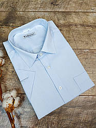 Чоловіча сорочка блакитного кольору в смужку великих розмірів