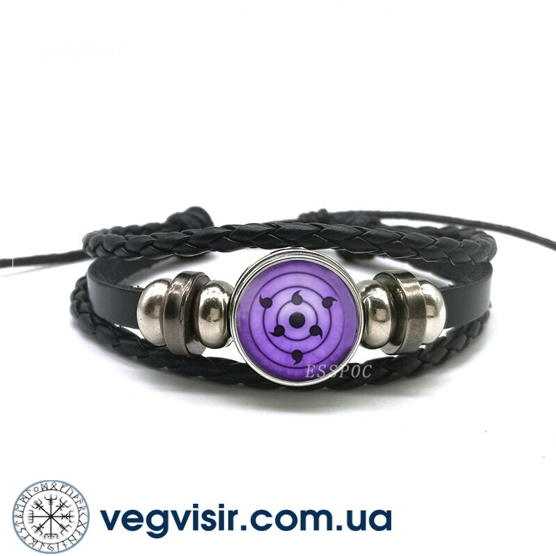 Шикарний шкіряний браслет шарингон Наруто Sharingan Shippuuden у формі квітки очей Аніме амулет талісман Naruto