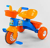 Трехколесный велосипед Pilsan 07-169 ГОЛУБОЙ с оранжевым, пластиковые колеса с резиновой накладкой, корзинка