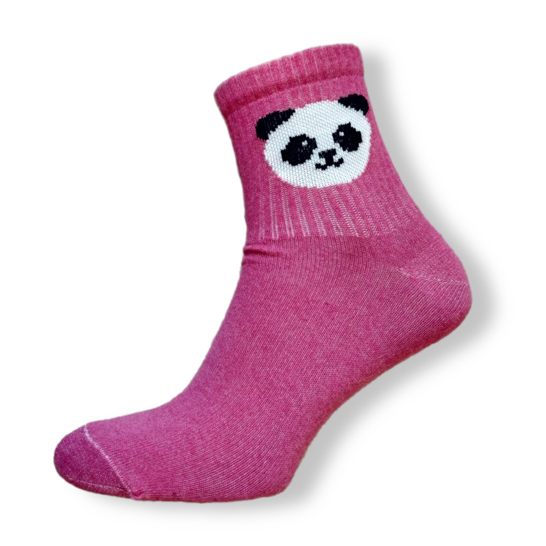 Жіночі шкарпетки з принтом жіночі рожеві з пандою