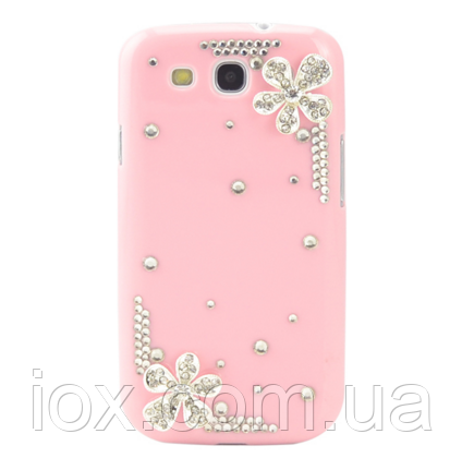 Пластиковий чохол з камінчиками рожевий для Samsung GalaxyS3