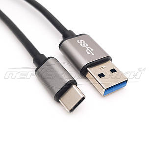 Кабель USB 3.0 to Type-C, (преміум'якість), 1.0 м, чорний, фото 2