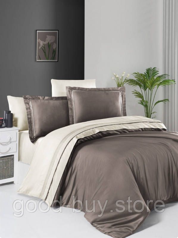 First choice Serenity Mink & Cream delux сатин постільна білизна евро 200х220