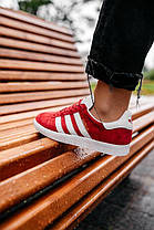 Кросівки Adidas Gazelle Scarlet Red/White/Gold Metallic, фото 5