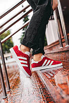 Кросівки Adidas Gazelle Scarlet Red/White/Gold Metallic, фото 3