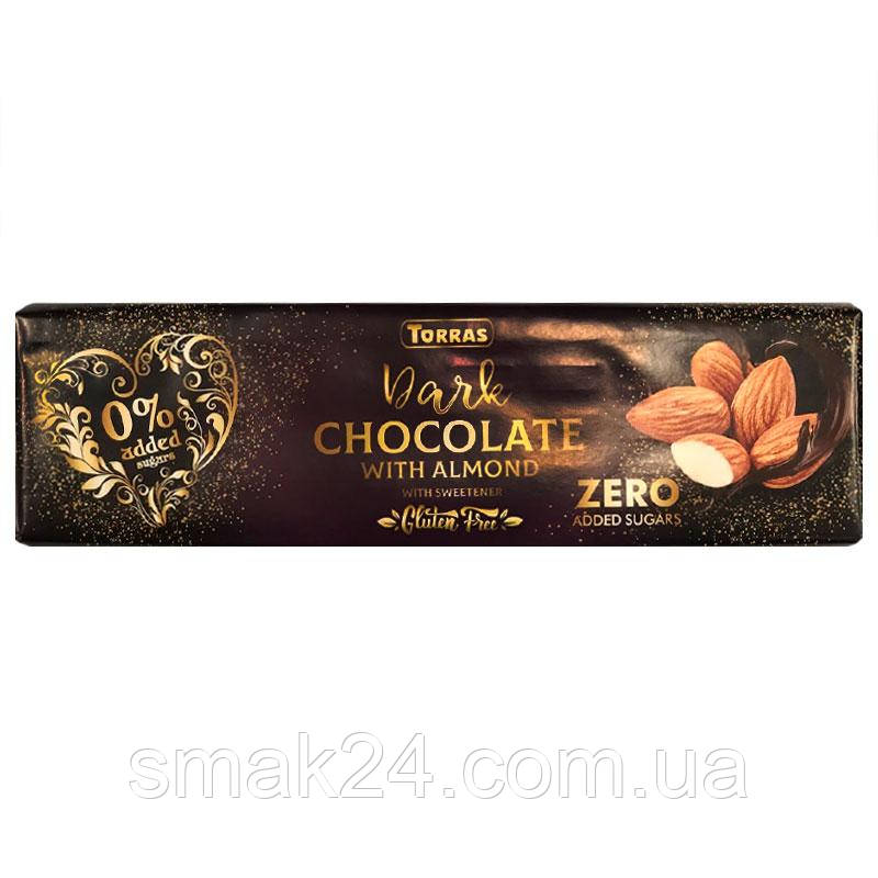 Шоколад чорний без цукру і глютену з мигдалем Torras Zero Dark Almond 250 г Іспанія