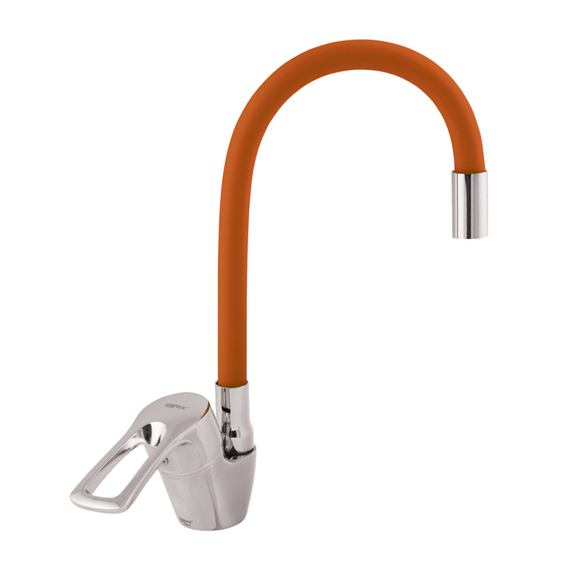Змішувач для кухні Zerix YUB 181 з помаранчевим гнучким виливом (ZX0434), фото 1