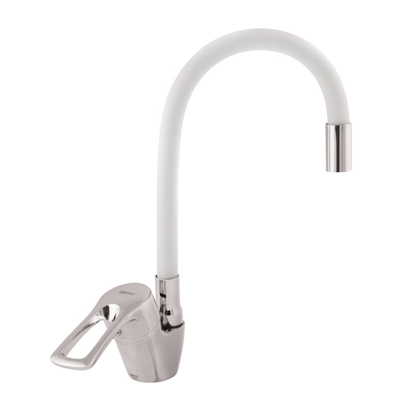 Змішувач для кухні Zerix YUB 181 з білим гнучким виливом (ZX1580), фото 1
