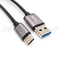 Кабель USB 3.0 to Type-C, (преміум'якість), 1.0 м, чорний