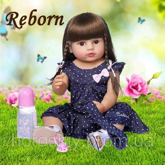 Силіконова колекційна лялька Реборн Reborn дівчинка Сара Вінілова Лялька 55 см