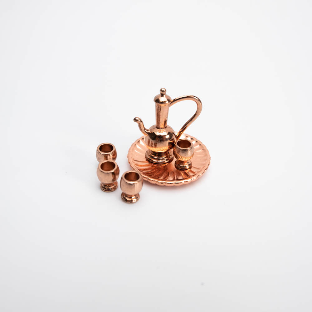 1:12 Мініатюра Набір Посуд Марокко на Підносі МЕДЬ, фото 1