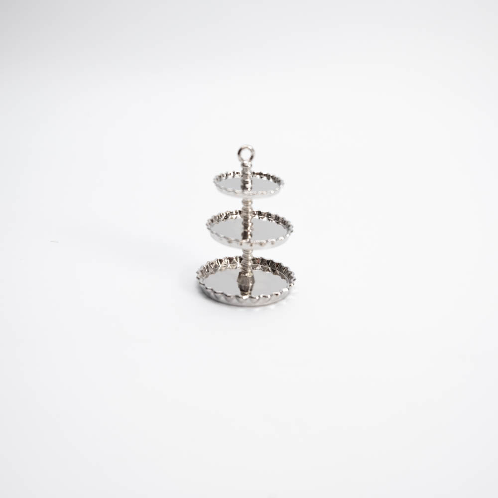 1:12 Мініатюра Підставка для Солодкого 3.8 см СРІБЛО, фото 1