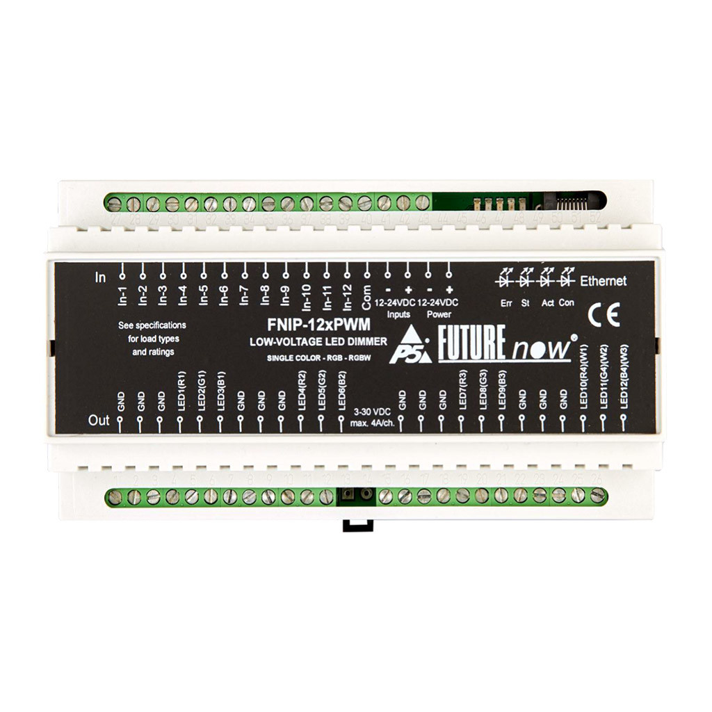 Ethernet-димер FNIP-12xPWM: 12-канальний світлодіодний димер Ethernet для затемнення низьковольтних (3-30 В)