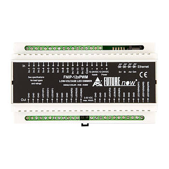 Ethernet-димер FNIP-12xPWM: 12-канальний світлодіодний димер Ethernet для затемнення низьковольтних (3-30 В)