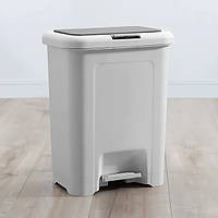 Відро для сміття пластикове з кришкою і педаллю MVM 18 л сіре