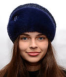 Жіночий хутряний берет з натуральним хутром норки на трикотажній основі "Восьмиклинка", фото 2