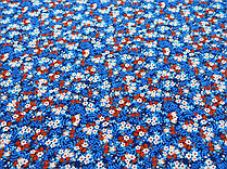 Тканина штапель синього кольору принт "Анісія"