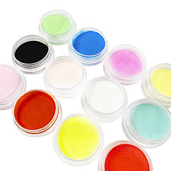 Набір 12 шт Акрилова Пудра для Нігтів Різних Кольорів в Банках, Нарощування Нігті, Манікюр