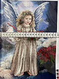 Схема бісером Ангел з подарунком ЗПА-006 розмір 22 на 29 см на білому атласі, фото 5
