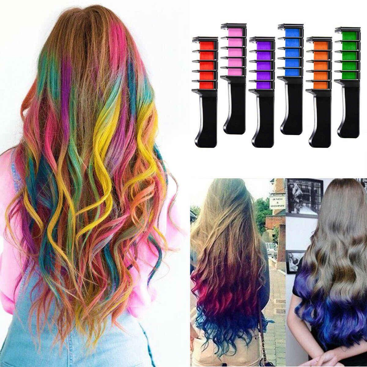 Набір гребінців 10 шт. з кольоровими крейдами для волосся Hair chalk