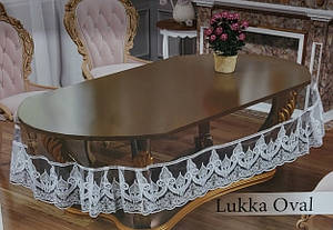 Скатертина овальна силіконова «Lukka Oval» з мереживом 160*260 см