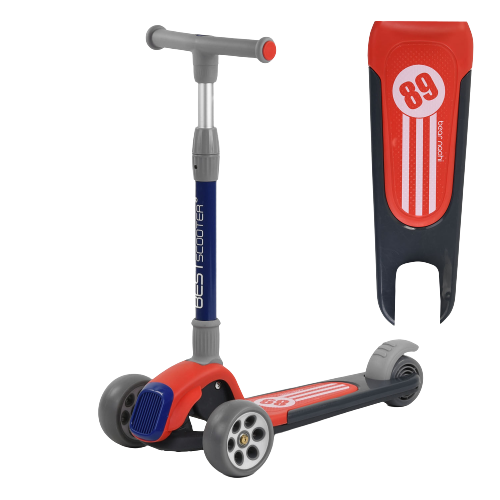 Самокат триколісний дитячий складаний кермо світяться колеса червоний Best Scooter RS-9119