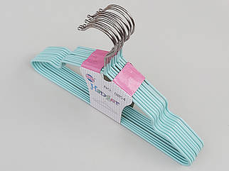 Плічка дитячі метал в силіконовому покритті бірюзового кольору, довжина 30 см, в упаковці 10 штук