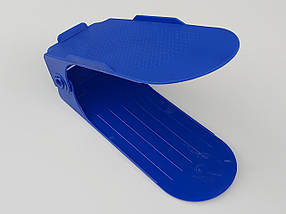 Подвійна підставка-органайзер для взуття синього кольору. Регулюється по висоті в 3 положеннях., фото 2